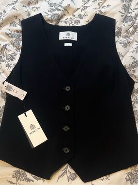 Babaton Black Tailored Button-Front Vest